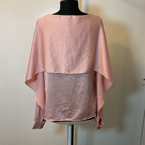 17. DKNY Pink Cape Overlay Crewneck Long Sleeve Blouse Size Large - Picture 8 of 8